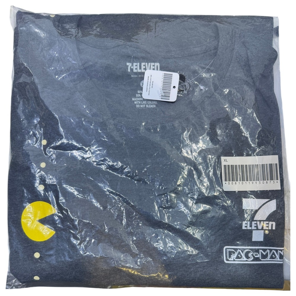 7-Eleven Pac-Man Collaboration Graphic T-Shirt XL Gray Retro‎ Gaming Tee